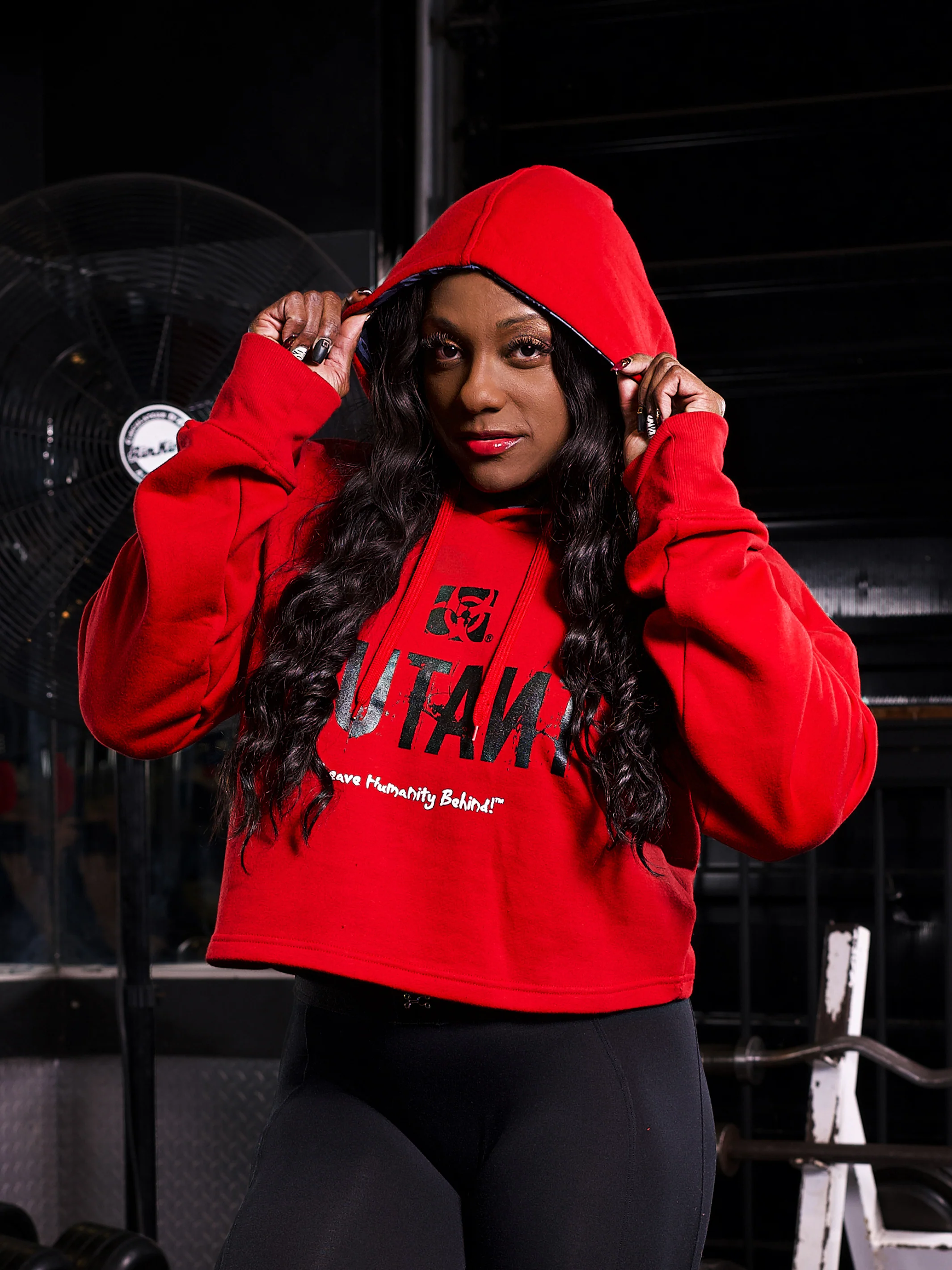 3-PILLAR Women's Gym Crop Hoodie (Red) M L XL 2XL - Image 4